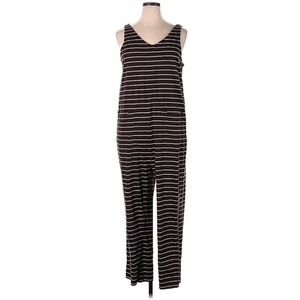 Pact Brown and White Striped Jumpsuit